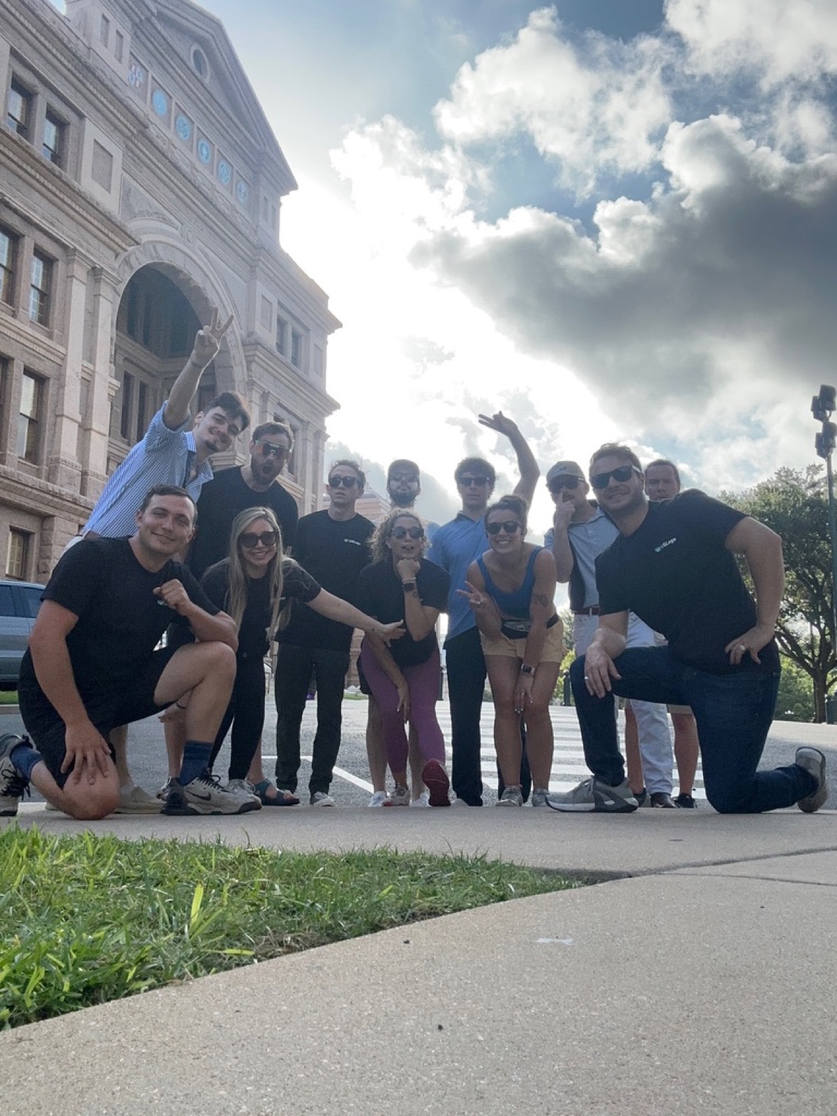 The USLege team gathered outside the Texas Capitol in Austin